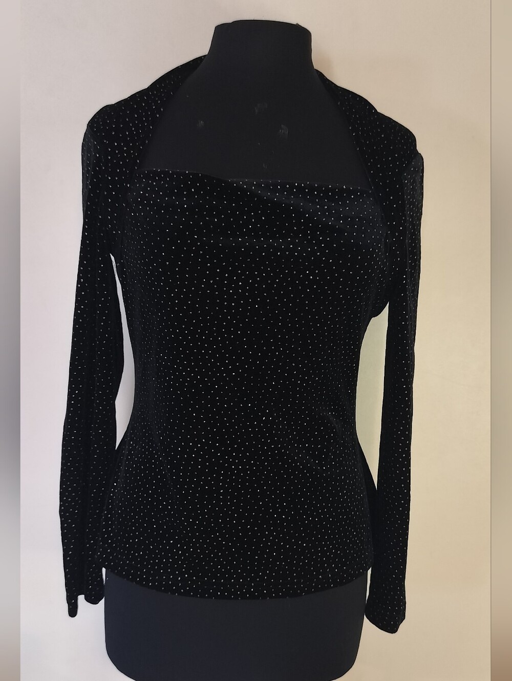 J.B.S. Black Velvet Top with Sparkling Rhinestones